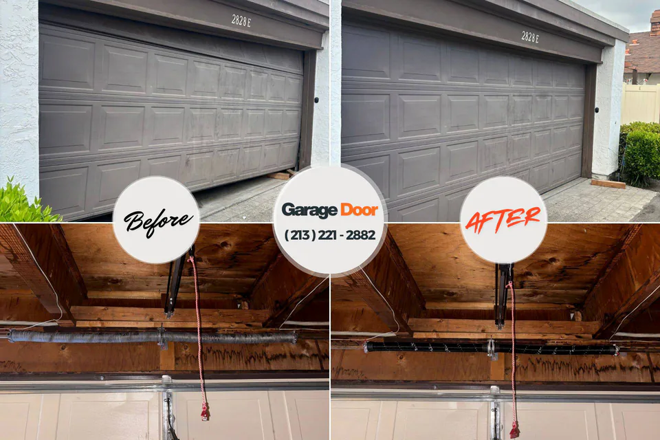 Before and after: garage door repair Lakeview, MI